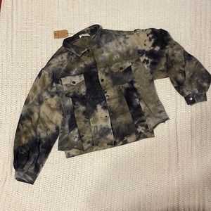 NATURAL LIFE Olive & Black Tie-Dye Utility Jacket